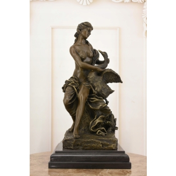 Kobieta z Łabędziem - Mitologia - Figura Rzeźba z Brązu - Dekoracja
