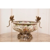 Porcelanowa Patera - Waza Misa Owocnik - Kwiaty Ważki - Porcelana + Brąz