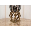 Czarne Porcelanowe Jajo Wsparte Lwami - Porcelana + Brąz - Szkatuła Jajko