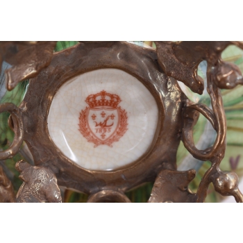 Biała Porcelanowa Patera - Waza Misa Owocnik Kwiaty Ważki Porcelana + Brąz