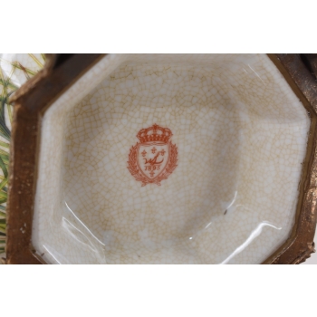 Porcelanowa Misa - Waza Koszyk Owocnik - Motyl Ważki - Porcelana + Brąz