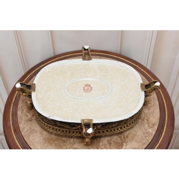 Czarna Porcelanowa Patera 4 Anioły - Porcelana + Brąz Anioł Amor - Sygn