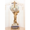 Porcelanowa Amfora - Puchar Waza - Porcelana + Brąz - Nimfy Kwiaty - Ozdoba