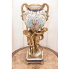 Porcelanowa Amfora - Puchar Waza - Porcelana + Brąz - Nimfy Kwiaty - Ozdoba