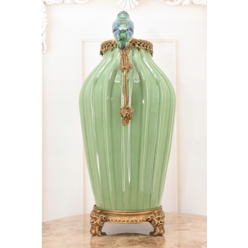 Porcelanowy Rajski Wazon - Dwa Kolibry - Puchar Waza Amfora Porcelana Brąz