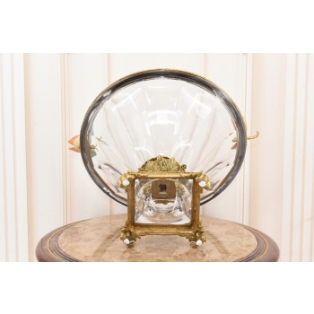Kryształowa Patera Okuta Brązem - Ważki - Szklana Misa Owocnik - Francja