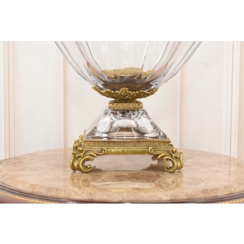 Kryształowa Patera Okuta Brązem - Ważki - Szklana Misa Owocnik - Francja