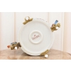 Niebieska Porcelanowa Misa - Waza Owocnik - Ptaki Kwiaty - Porcelana + Brąz