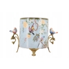 Niebieska Porcelanowa Misa - Waza Owocnik - Ptaki Kwiaty - Porcelana + Brąz