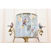 Niebieska Porcelanowa Misa - Waza Owocnik - Ptaki Kwiaty - Porcelana + Brąz
