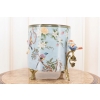 Niebieska Porcelanowa Misa - Waza Owocnik - Ptaki Kwiaty - Porcelana + Brąz