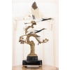 Dwa Żurawie w Locie - Ptaki Kwiaty - Figura Porcelanowa - Porcelana + Brąz