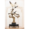 Dwa Żurawie w Locie - Ptaki Kwiaty - Figura Porcelanowa - Porcelana + Brąz
