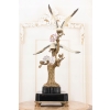 Dwa Żurawie w Locie - Ptaki Kwiaty - Figura Porcelanowa - Porcelana + Brąz