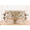 Biała Porcelanowa Patera - Ptaki i Kwiaty - Porcelana + Brąz - Ozdoba