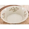 Biała Porcelanowa Patera - Ptaki i Kwiaty - Porcelana + Brąz - Ozdoba