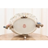 Biała Porcelanowa Patera - Ptaki i Kwiaty - Porcelana + Brąz - Ozdoba