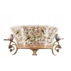 Biała Porcelanowa Patera - Ptaki i Kwiaty - Porcelana + Brąz - Ozdoba