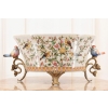 Biała Porcelanowa Patera - Ptaki i Kwiaty - Porcelana + Brąz - Ozdoba