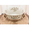 Biała Porcelanowa Patera - Ptaki i Kwiaty - Porcelana + Brąz - Ozdoba
