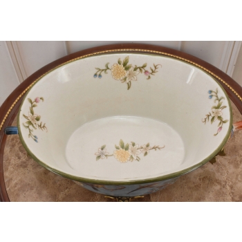 Niebieska Porcelanowa Waza Misa - Kolorowe Ptaki - Sygnowana - Dekoracja