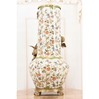 Porcelanowy Wazon Trzy Anioły - Amory Kwiaty - Amfora Puchar Porcelana Brąz