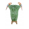 Malachitowy Porcelanowy Wazon - Kolorowe Papugi - Amfora - Porcelana Brąz