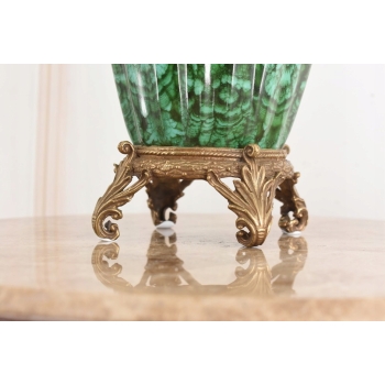 Malachitowy Porcelanowy Wazon - Kolorowe Papugi - Amfora - Porcelana Brąz