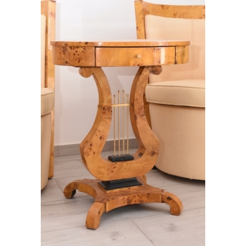 Komplet Mebli Art Deco - 2x Krzesło Fotel + Stolik Harfa - Gięte Drewno