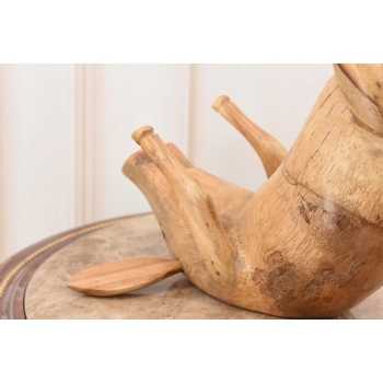 Drewno Teakowe Teak Świnka Świnia - Figura Drewniana - Stojak na Butelke