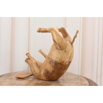 Drewno Teakowe Teak Świnka Świnia - Figura Drewniana - Stojak na Butelke