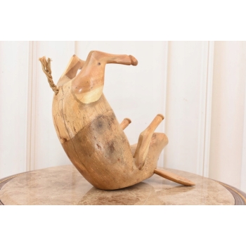Drewno Teakowe Teak Świnka Świnia - Figura Drewniana - Stojak na Butelke
