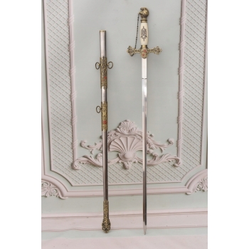 Dekoracyjny Miecz Rycerski - Rycerz Templariusze - Szabla z Pochwą - Ozdoba