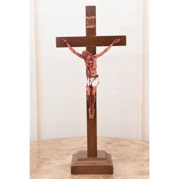 Jezus Na Krzyżu - Stojący Krzyż Pasyjny 24 cm - Serce Jezusa Biblia Religia