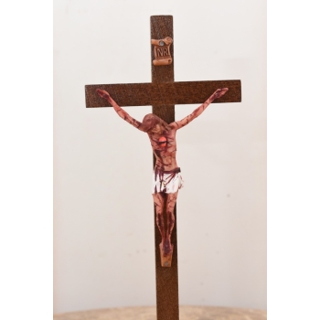 Jezus Na Krzyżu - Stojący Krzyż Pasyjny 24 cm - Serce Jezusa Biblia Religia