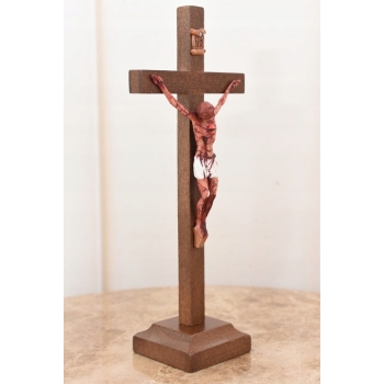 Jezus Na Krzyżu - Stojący Krzyż Pasyjny 24 cm - Serce Jezusa Biblia Religia