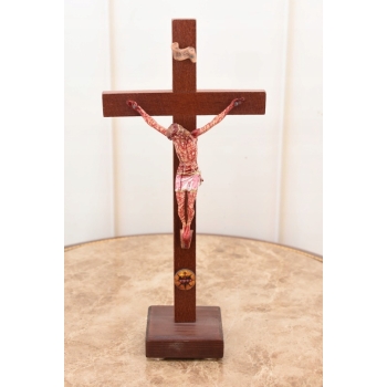 Jezus Na Krzyżu - Stojący Krzyż Pasyjny 30cm - Serce Jezusa Biblia Religia