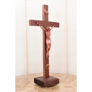 Jezus Na Krzyżu - Stojący Krzyż Pasyjny 30cm - Serce Jezusa Biblia Religia