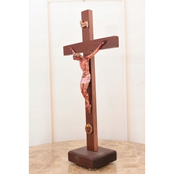 Jezus Na Krzyżu - Stojący Krzyż Pasyjny 30cm - Serce Jezusa Biblia Religia