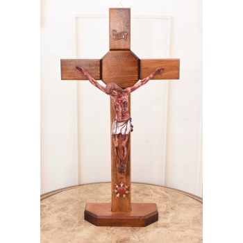 Jezus Na Krzyżu - Stojący Krzyż Pasyjny 42 cm - Serce Jezusa Biblia Religia