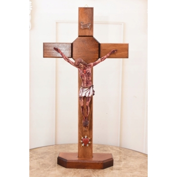 Jezus Na Krzyżu - Stojący Krzyż Pasyjny 42 cm - Serce Jezusa Biblia Religia