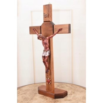 Jezus Na Krzyżu - Stojący Krzyż Pasyjny 42 cm - Serce Jezusa Biblia Religia