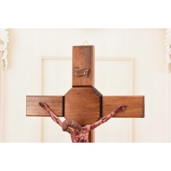 Jezus Na Krzyżu - Stojący Krzyż Pasyjny 42 cm - Serce Jezusa Biblia Religia