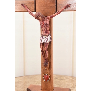 Jezus Na Krzyżu - Stojący Krzyż Pasyjny 42 cm - Serce Jezusa Biblia Religia
