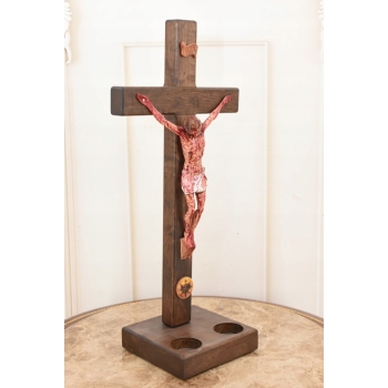 Jezus Na Krzyżu - Stojący Krzyż Pasyjny 43 cm - Serce Jezusa Biblia Religia