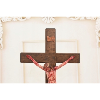 Jezus Na Krzyżu - Stojący Krzyż Pasyjny 43 cm - Serce Jezusa Biblia Religia