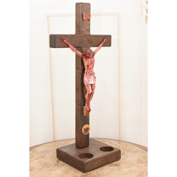 Jezus Na Krzyżu - Stojący Krzyż Pasyjny 43 cm - Serce Jezusa Biblia Religia