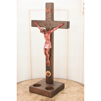 Jezus Na Krzyżu - Stojący Krzyż Pasyjny 43 cm - Serce Jezusa Biblia Religia