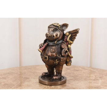 Świnia Pilot - Świnka Lotnik - Zabawna Figura Rzeźba - Prezent Ozdoba