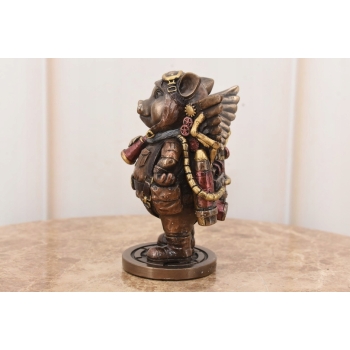 Świnia Pilot - Świnka Lotnik - Zabawna Figura Rzeźba - Prezent Ozdoba